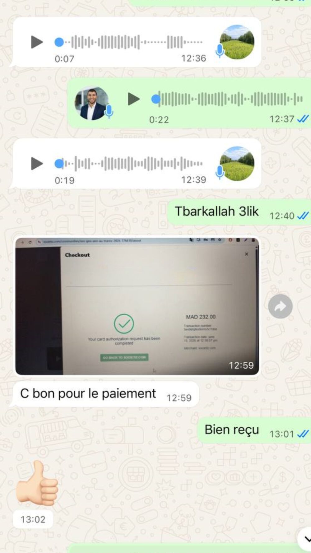 Preuve de paiement